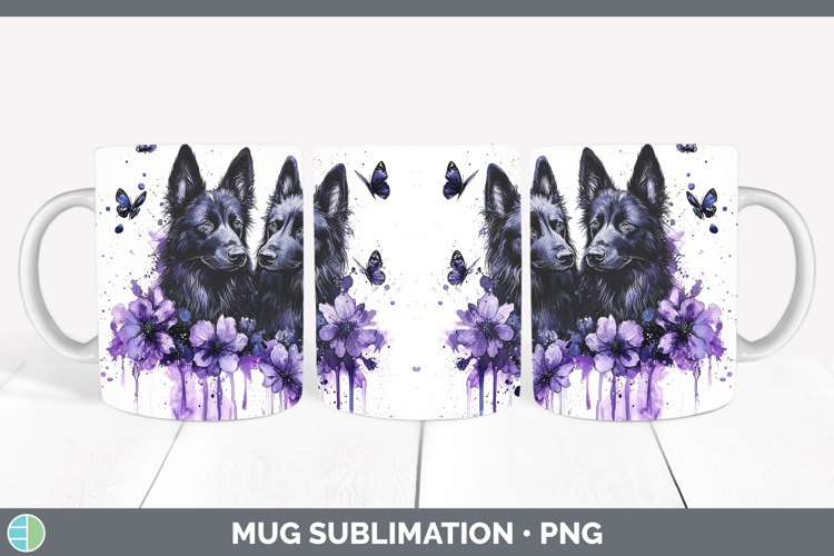 Dogs 05 Purple Drips Belgian Sheepdog Mug Wrap Sublimation C