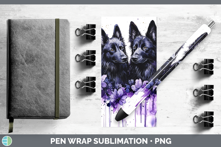 Dogs 05 Purple Drips Belgian Sheepdog Pen Wrap Sublimation P