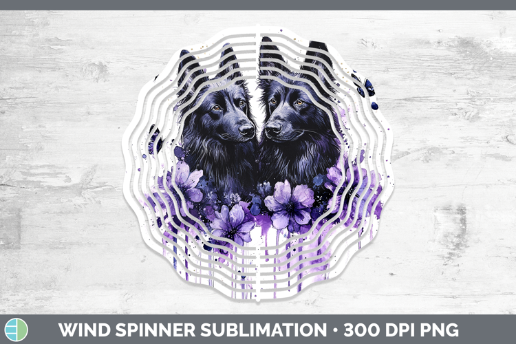 Dogs 05 Purple Drips Belgian Sheepdog Wind Spinner Sublimati