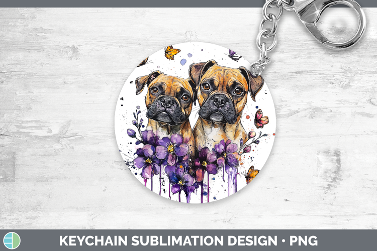 Dogs 05 Purple Drips Black Mouth Cur Keychain Sublimation Ke