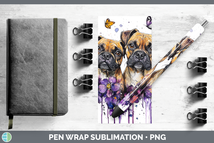 Dogs 05 Purple Drips Black Mouth Cur Pen Wrap Sublimation Pe