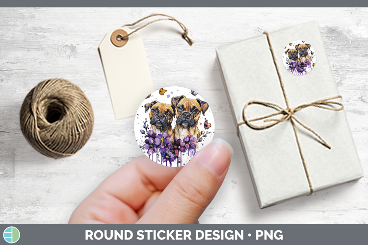 Dogs 05 Purple Drips Black Mouth Cur Stickers | Round Labels
