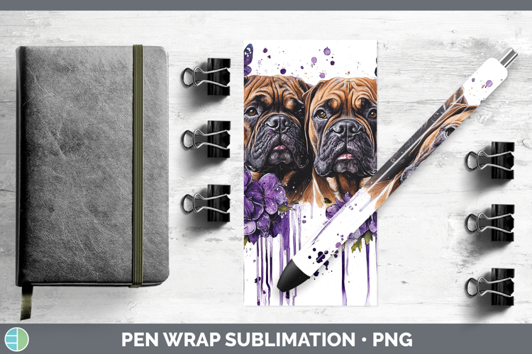 Dogs 05 Purple Drips Bordeaux Mastiff Pen Wrap Sublimation P