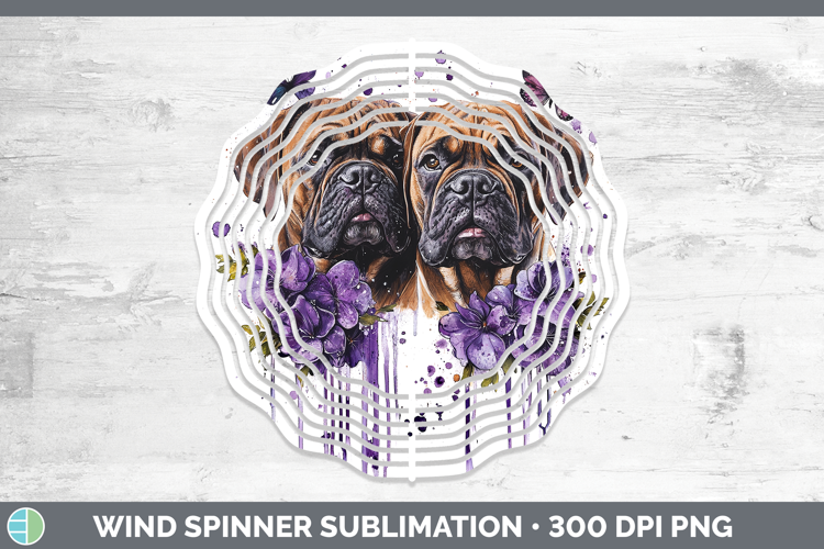 Dogs 05 Purple Drips Bordeaux Mastiff Wind Spinner Sublimati
