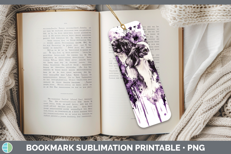 Dogs 05 Purple Drips Borzoi Bookmark Sublimation Printable D
