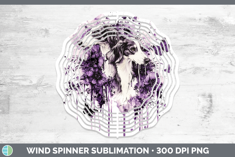 Dogs 05 Purple Drips Borzoi Wind Spinner Sublimation Spinner