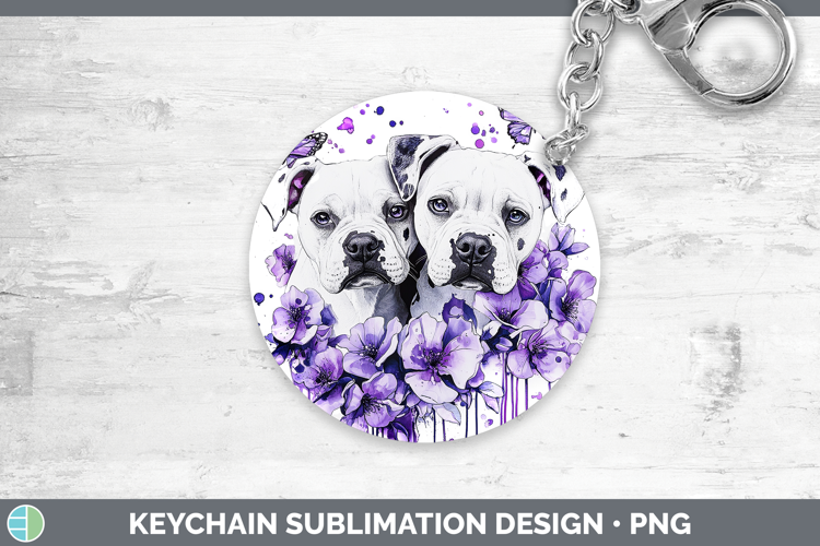 Dogs 05 Purple Drips Dogo Argentino Keychain Sublimation Key