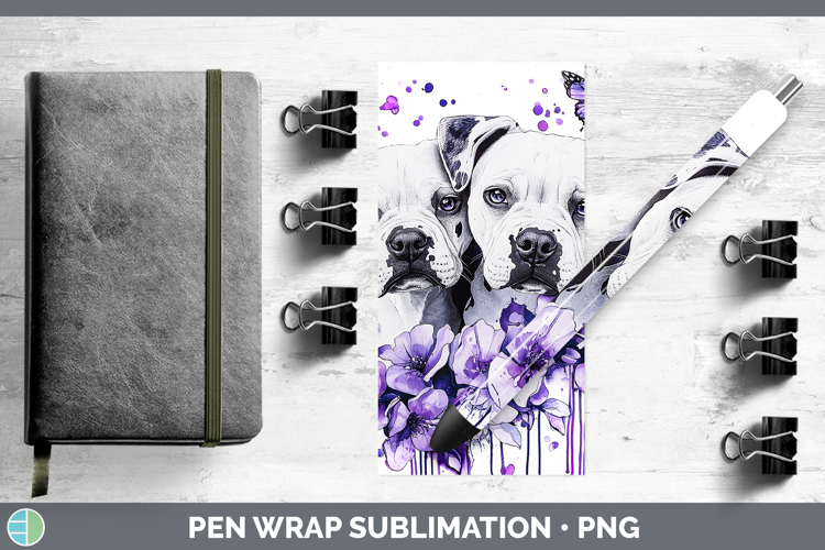 Dogs 05 Purple Drips Dogo Argentino Pen Wrap Sublimation Pen