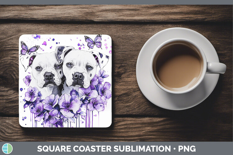 GorgeousDogs 05 Purple Drips Square Coaster design.