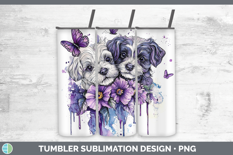 Dogs 05 Purple Drips Double Doodle Tumbler Sublimation 20 oz