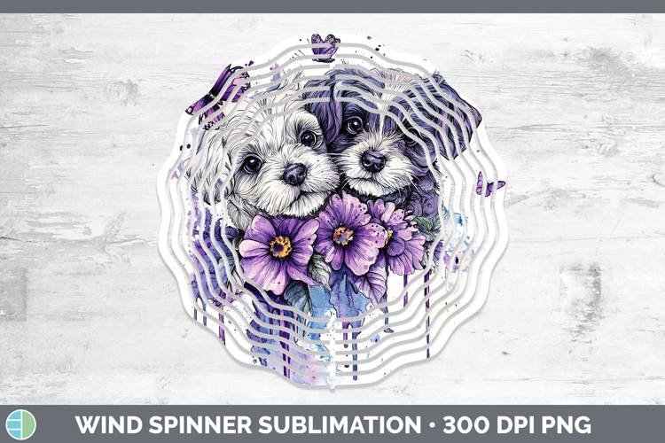 Dogs 05 Purple Drips Double Doodle Wind Spinner Sublimation