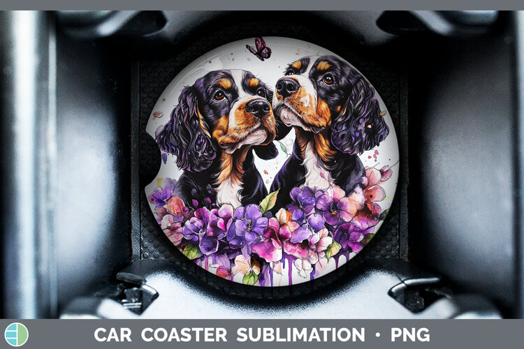 GorgeousDogs 05 Purple Drips Car Coaster design.