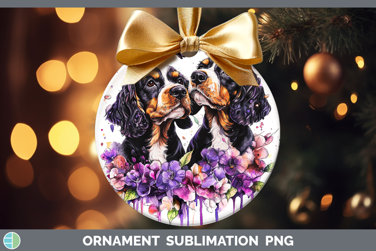 Dogs 05 Purple Drips English Cocker Spaniel Ornament Sublima