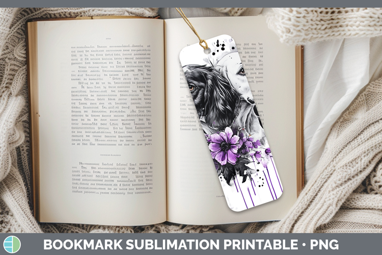Dogs 05 Purple Drips English Setter Black and White Bookmark