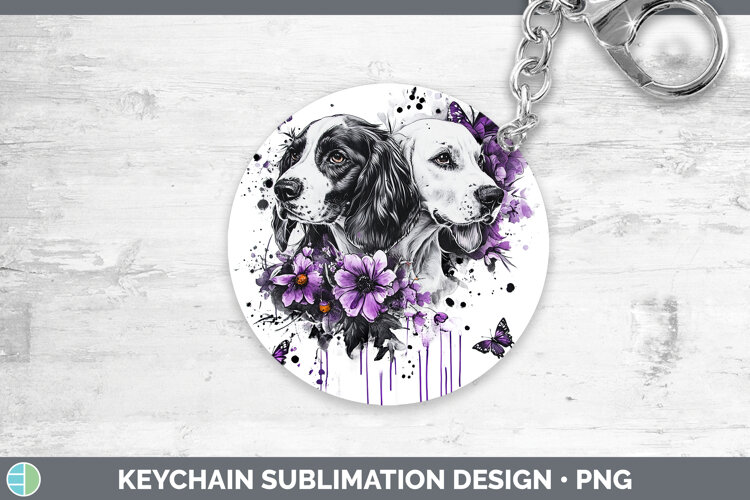 GorgeousDogs 05 Purple Drips Keychain design.