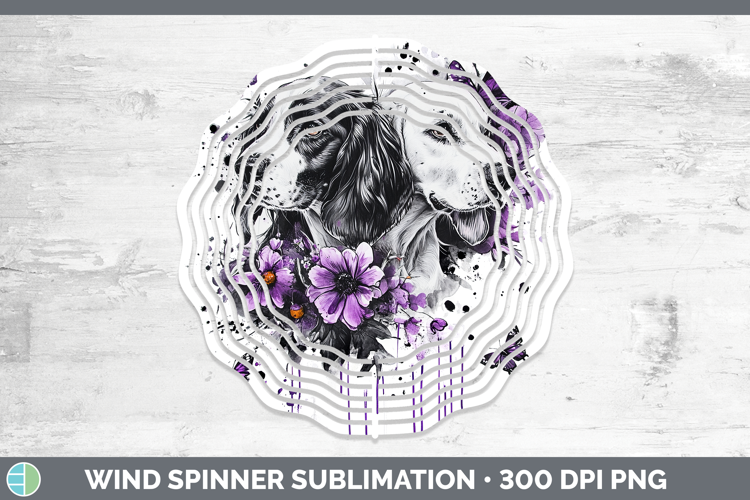 Dogs 05 Purple Drips English Setter Black and White Wind Spi