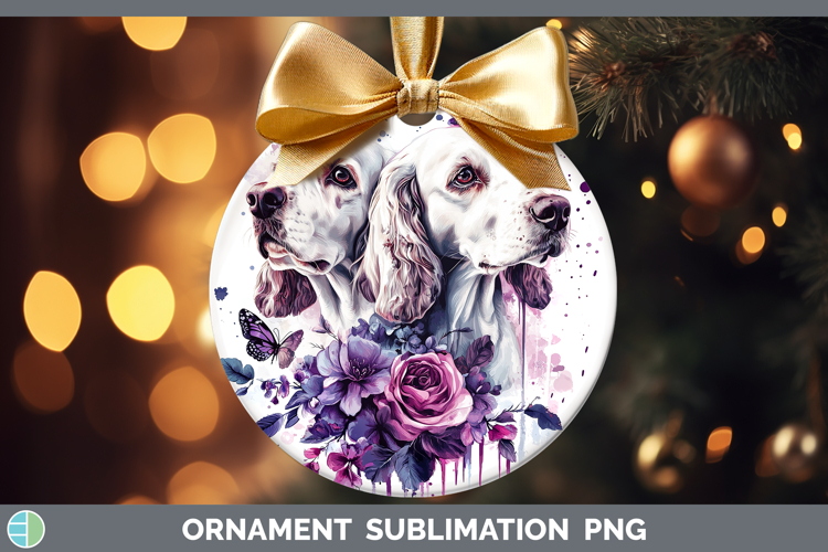 Dogs 05 Purple Drips English Setter Red and White Ornament S