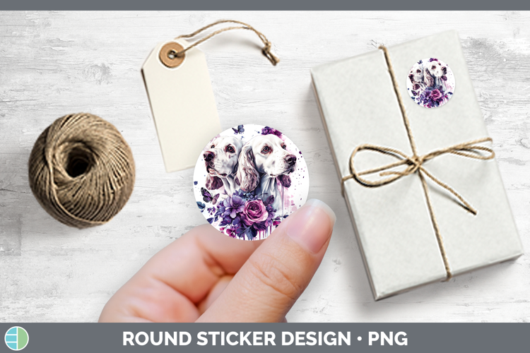 Dogs 05 Purple Drips English Setter Red and White Stickers |
