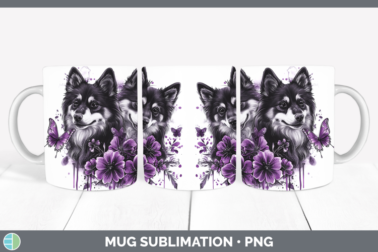 Dogs 05 Purple Drips Finnish Lapphund Mug Wrap Sublimation C