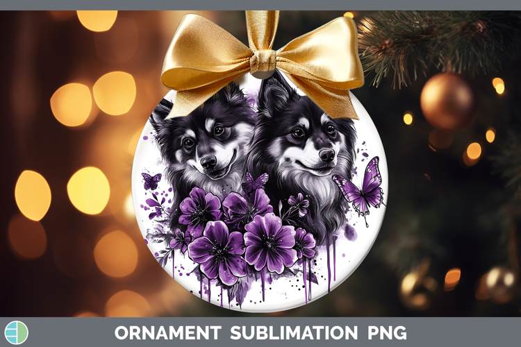 Dogs 05 Purple Drips Finnish Lapphund Ornament Sublimation B