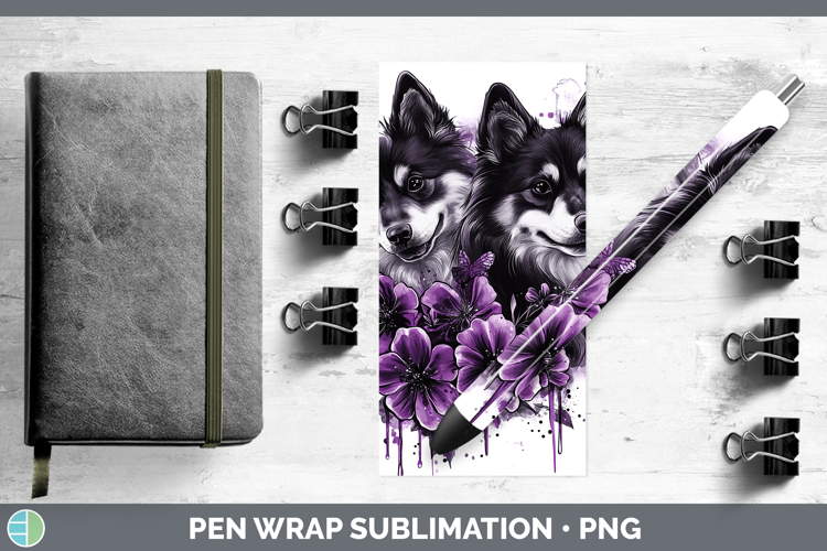 Dogs 05 Purple Drips Finnish Lapphund Pen Wrap Sublimation P