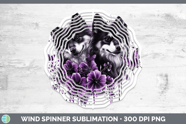 GorgeousDogs 05 Purple Drips Wind Spinner design.