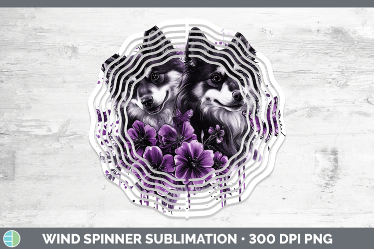 Dogs 05 Purple Drips Finnish Lapphund Wind Spinner Sublimati