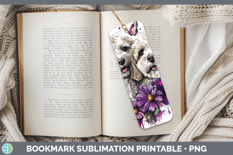 Dogs 05 Purple Drips Labradoodle Bookmark Sublimation Printa