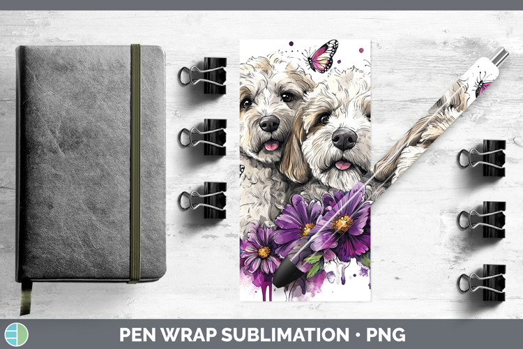 Dogs 05 Purple Drips Labradoodle Pen Wrap Sublimation Pen De