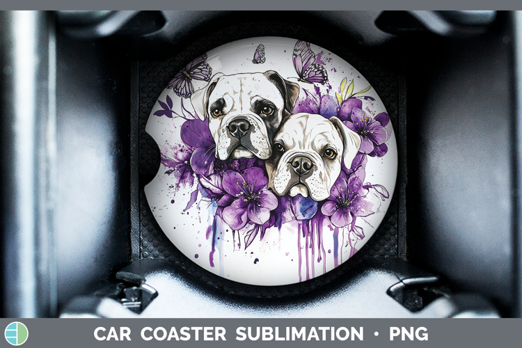 Dogs 05 Purple Drips Podenu Canario Car Coaster Sublimation