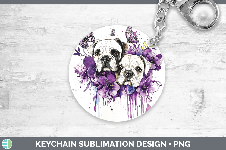 Dogs 05 Purple Drips Podenu Canario Keychain Sublimation Key
