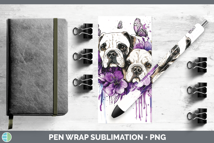 Dogs 05 Purple Drips Podenu Canario Pen Wrap Sublimation Pen