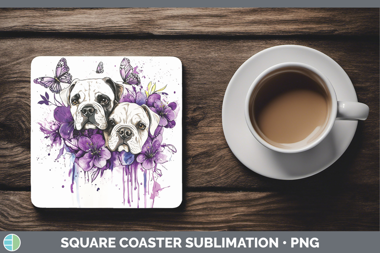 Dogs 05 Purple Drips Podenu Canario Square Coaster Sublimati
