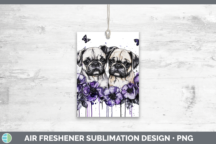 Dogs 05 Purple Drips Puggle Air Freshener Sublimation Car Fr