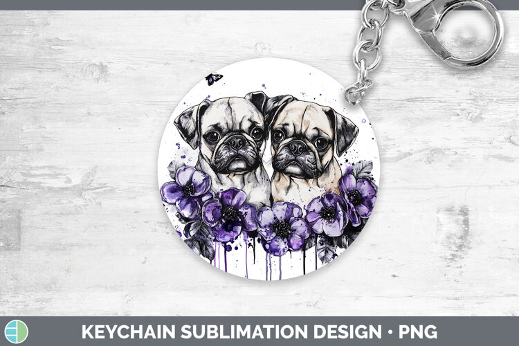 GorgeousDogs 05 Purple Drips Keychain design.
