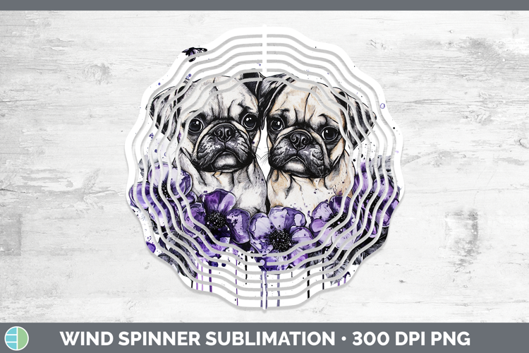 Dogs 05 Purple Drips Puggle Wind Spinner Sublimation Spinner