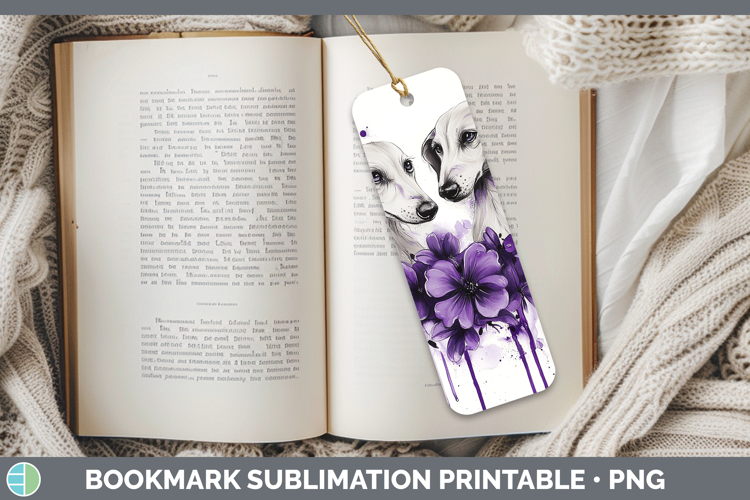Dogs 05 Purple Drips Saluki Bookmark Sublimation Printable D