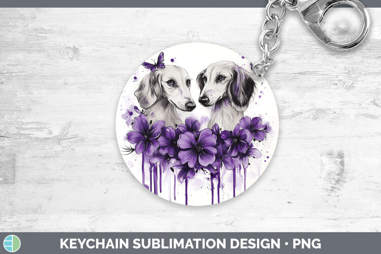 GorgeousDogs 05 Purple Drips Keychain design.