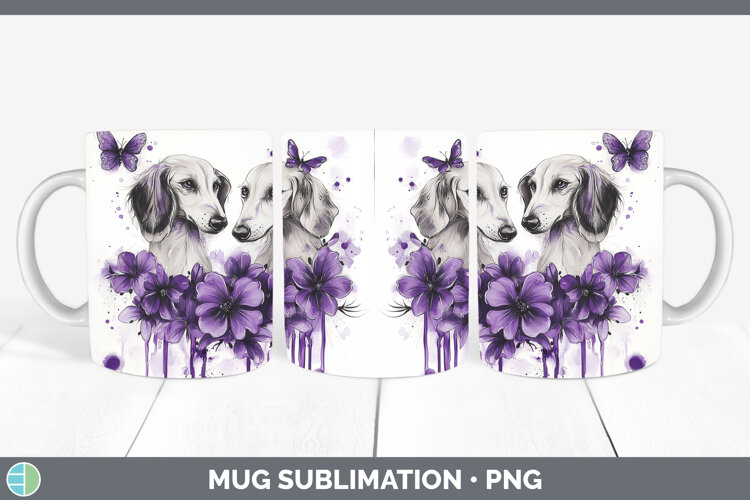 GorgeousDogs 05 Purple Drips Mug Wrap design.