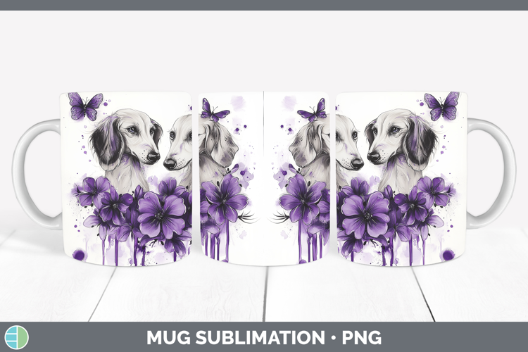Dogs 05 Purple Drips Saluki Mug Wrap Sublimation Coffee Cup