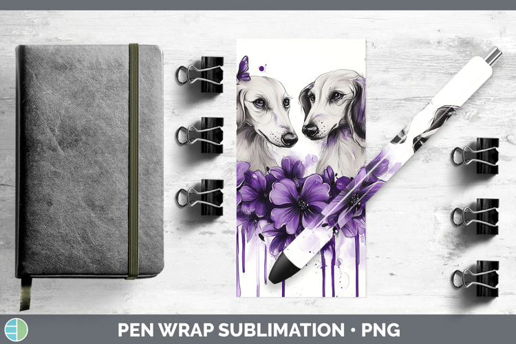 Dogs 05 Purple Drips Saluki Pen Wrap Sublimation Pen Designs
