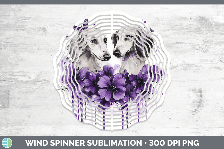 Dogs 05 Purple Drips Saluki Wind Spinner Sublimation Spinner
