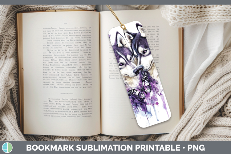 Dogs 05 Purple Drips Siberian Husky Bookmark Sublimation Pri