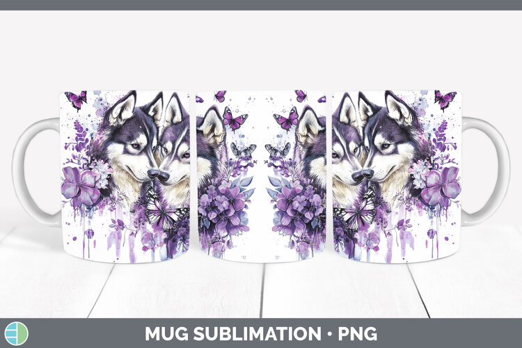 GorgeousDogs 05 Purple Drips Mug Wrap design.