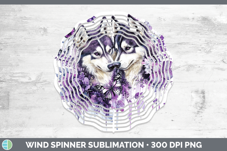 Dogs 05 Purple Drips Siberian Husky Wind Spinner Sublimation