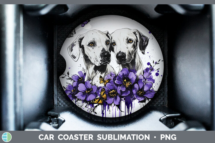 GorgeousDogs 05 Purple Drips Car Coaster design.