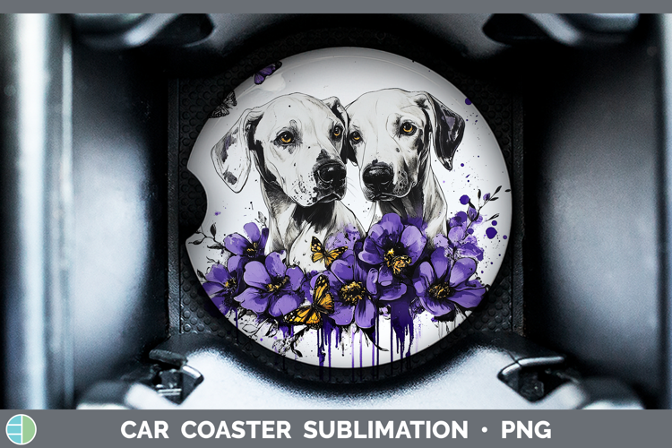 Dogs 05 Purple Drips Warren Hound Car Coaster Sublimation D