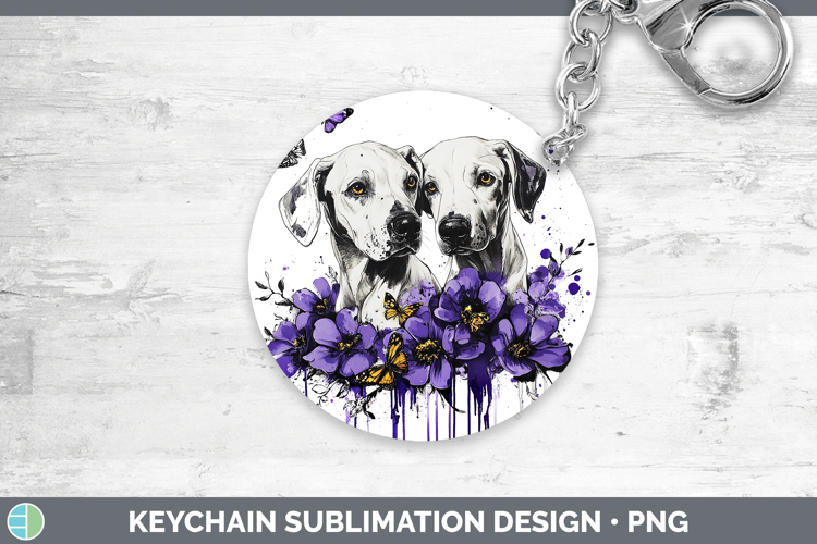 Dogs 05 Purple Drips Warren Hound Keychain Sublimation Keyri