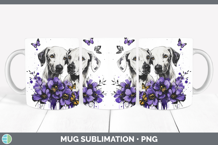 Dogs 05 Purple Drips Warren Hound Mug Wrap Sublimation Coffe