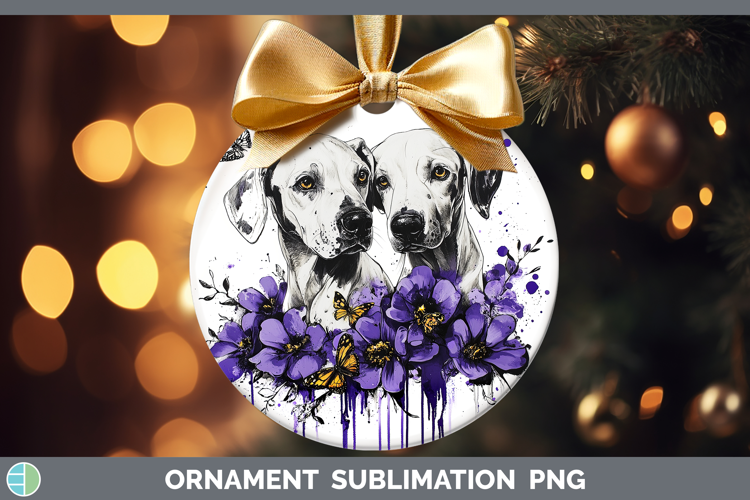Dogs 05 Purple Drips Warren Hound Ornament Sublimation Baubl